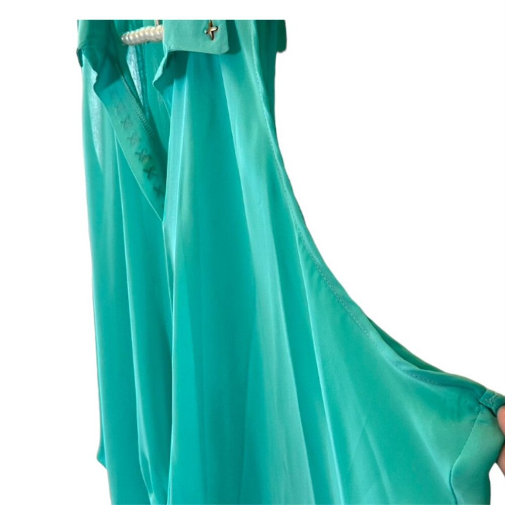 Stunning Aqua Tie Front Top from Trac - L - EUC - Picture 4 of 7